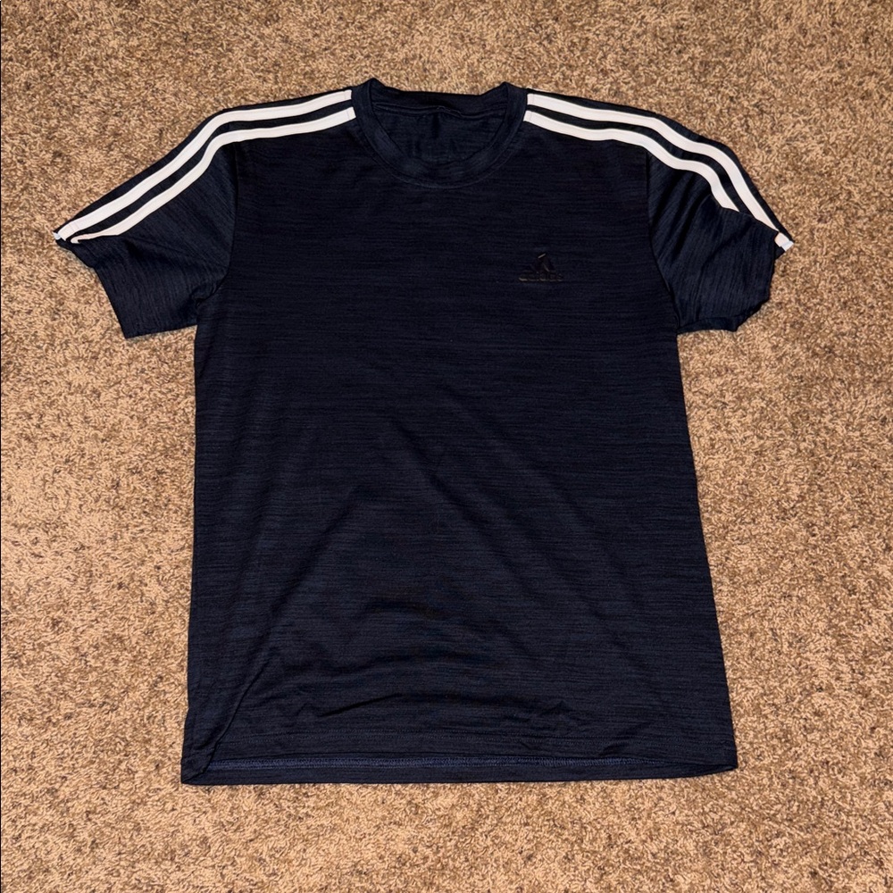 Men's Heather black L Blue T-Shirt with White Stripes